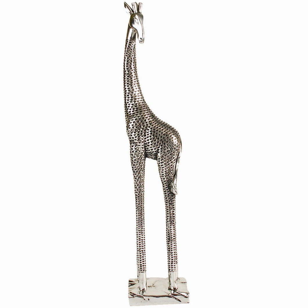Small silver Africa inspired giraffe crafted in a silver  resin. Part of the Studio Electric interior range.