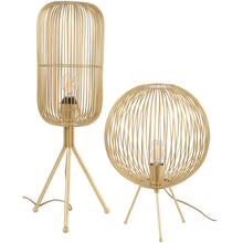 Load image into Gallery viewer, Tova gold  tripod table lamps, part of the Studio Electric homeware range.
